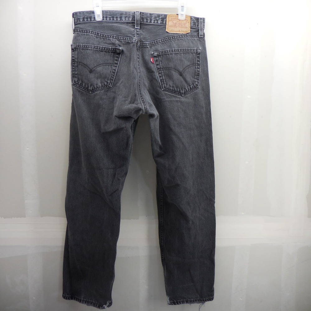 Levis‎ 501 Black Jeans Mens 34x28 Faded Black Distressed Straight Leg Denim